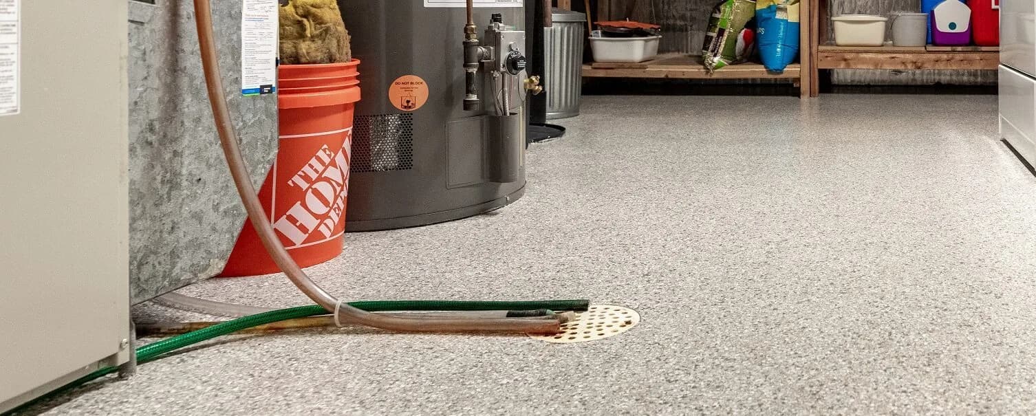 Coated basement floor
